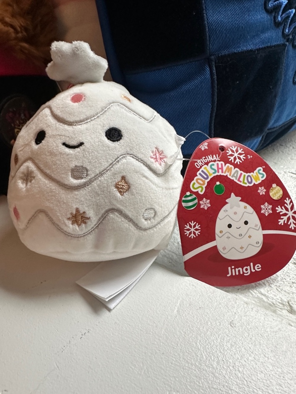 Squishmallows Jingle Plush - White with Pink & Gold Accents